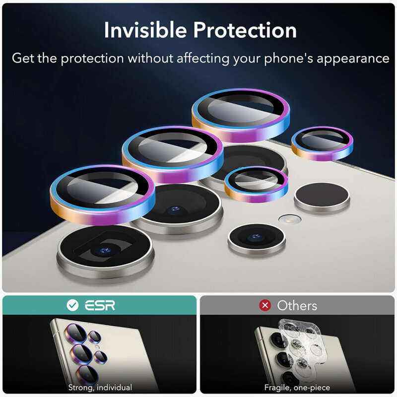 Folie sticla camera Samsung Galaxy S24 Ultra ESR Lens Protector, multicolor