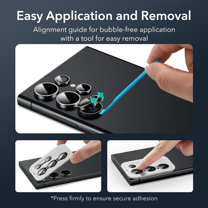 [Pachet 2x] Folie sticla camera Samsung Galaxy S24 Ultra ESR Lens Protector, negru