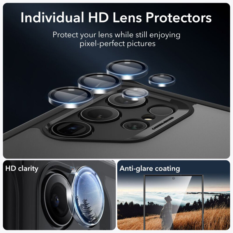 [Pachet 360°] Husa + folie Samsung Galaxy S24 Ultra ESR Armor Tough Kickstand, negru frost