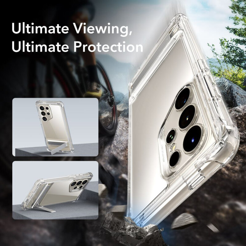 [Pachet 360°] Husa + folie Samsung Galaxy S24 Ultra ESR Armor Tough Kickstand, transparenta