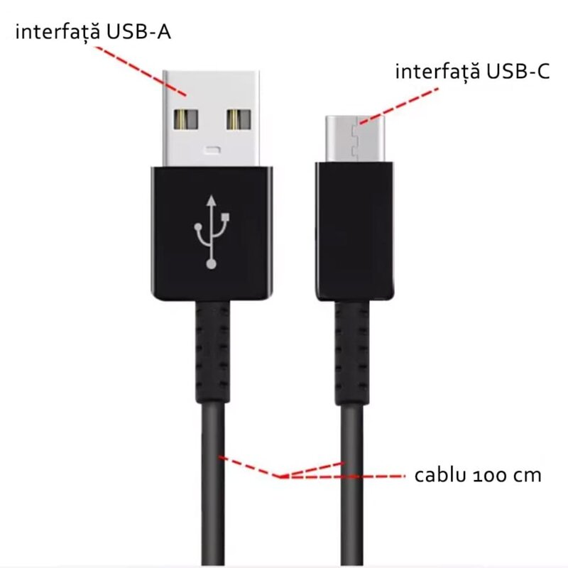 Cablu Samsung USB la Type-C 2.1A, 1m, negru, EP-DG970BBE