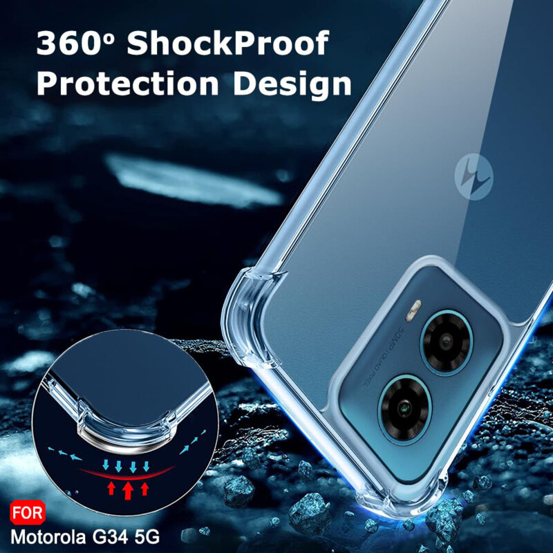 Husa Motorola Moto G34 Techsuit Shockproof Clear Silicone, transparenta