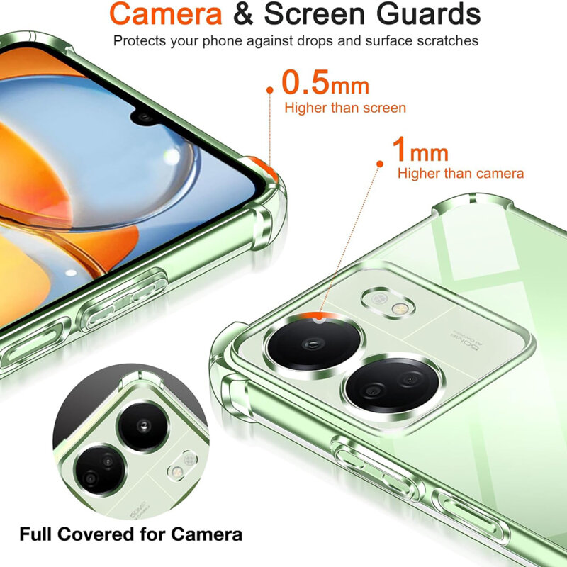 Husa Xiaomi Poco C65 Techsuit Shockproof Clear Silicone, transparenta