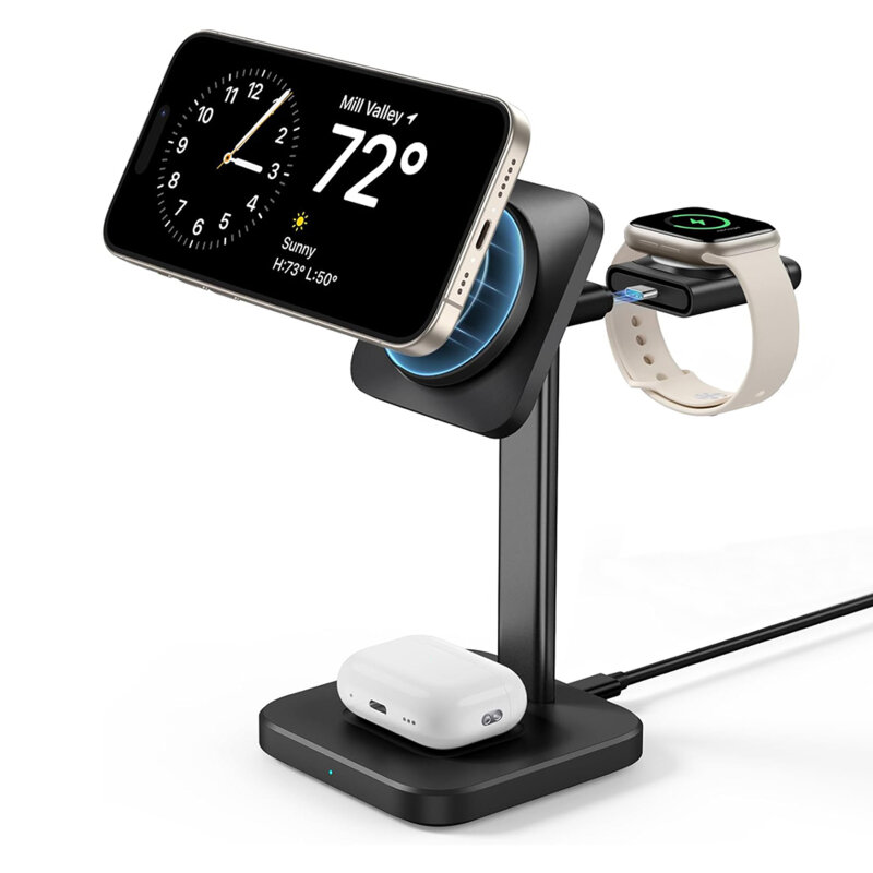 Statie MagSafe wireless + incarcator Apple Watch ESR HaloLock, negru