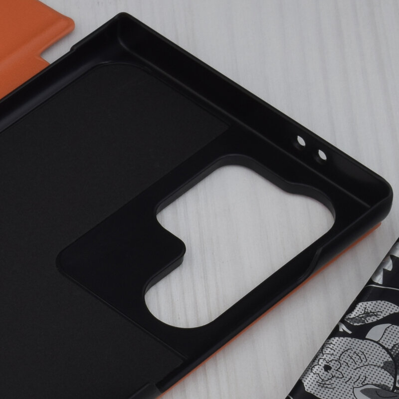 Husa Samsung Galaxy S24 Ultra Eco Leather View flip tip carte, portocaliu