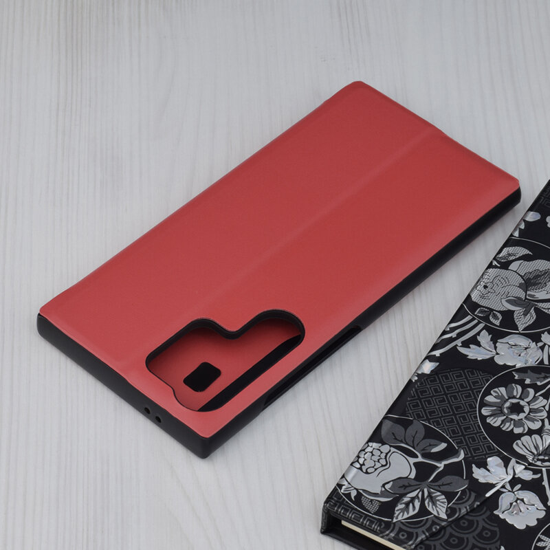 Husa Samsung Galaxy S24 Ultra Eco Leather View flip tip carte, rosu