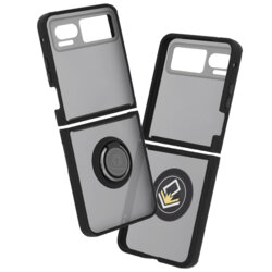 Husa Motorola Razr 40 Techsuit Glinth cu inel suport stand magnetic, negru