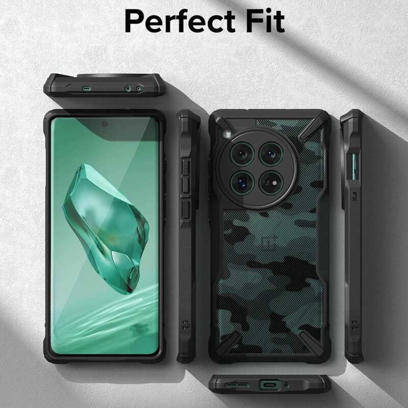Husa OnePlus 12 Ringke Fusion X Design, camo black