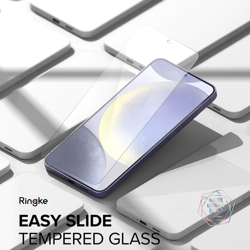 [Pachet 2x] Folie sticla Samsung Galaxy S24 Ringke Easy Slide Tempered Glass, transparenta
