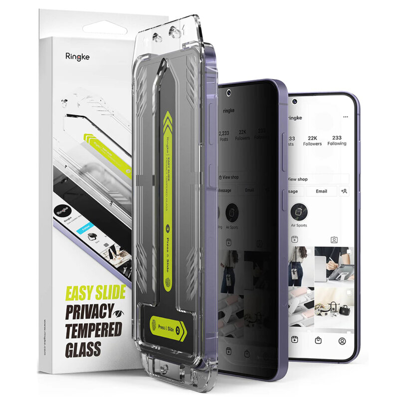 [Pachet 2x] Folie sticla Samsung Galaxy S24 Plus Ringke Easy Slide Tempered Glass, privacy
