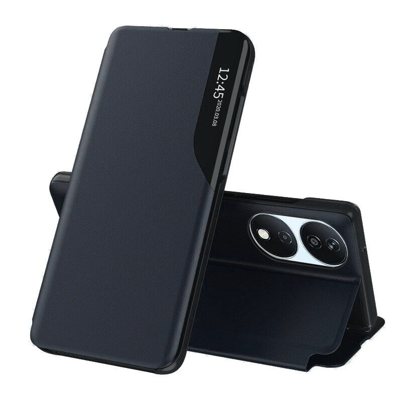 Husa Honor X7b Eco Leather View flip tip carte, albastru