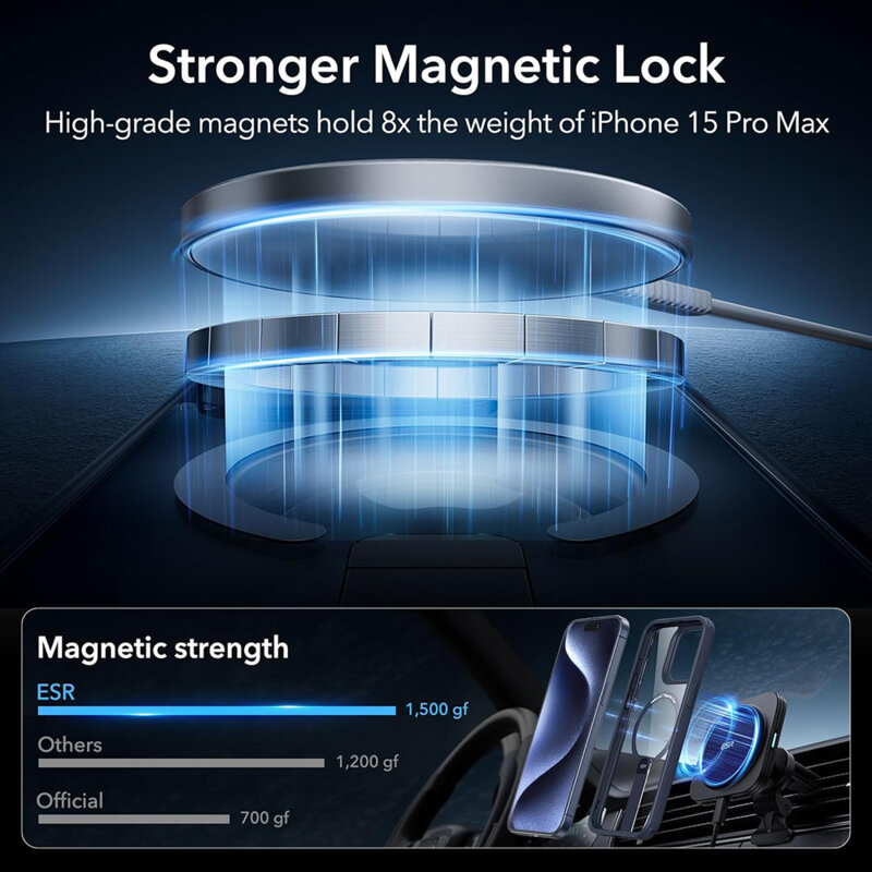 Husa iPhone 15 Pro Max ESR Boost Flickstand HaloLock, bleumarin