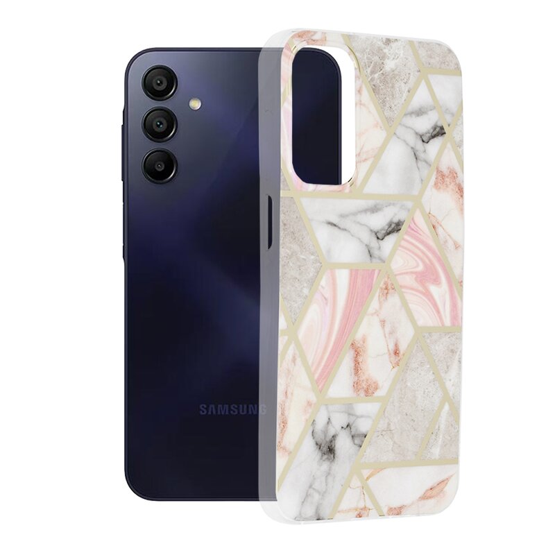 Husa Samsung Galaxy A15 4G Techsuit Marble, Pink Hex