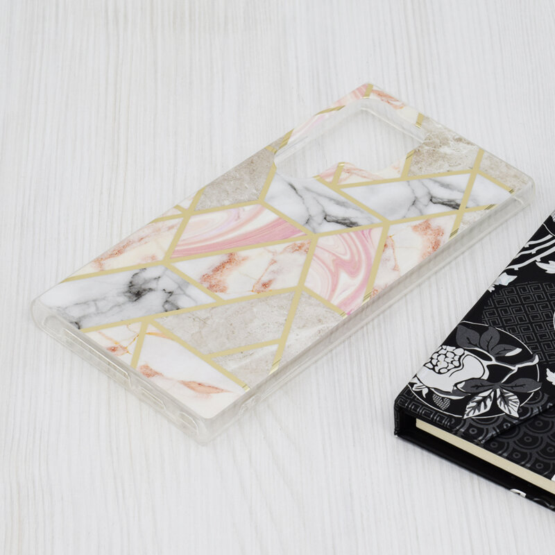 Husa Samsung Galaxy S24 Ultra Techsuit Marble, Pink Hex