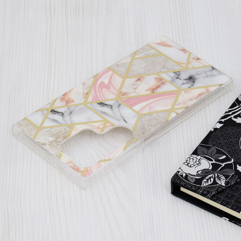 Husa Samsung Galaxy S24 Ultra Techsuit Marble, Pink Hex