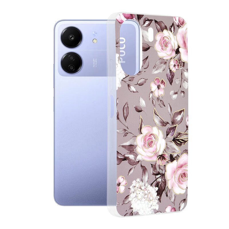 Husa Xiaomi Poco C65 Techsuit Marble, Bloom of Ruth Gray
