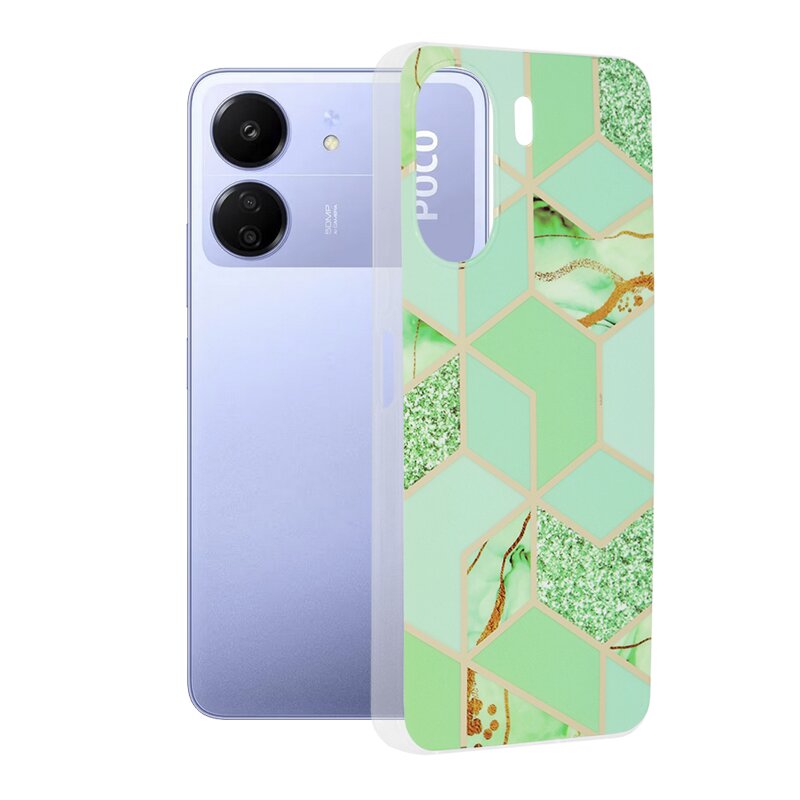 Husa Xiaomi Poco C65 Techsuit Marble, Green Hex