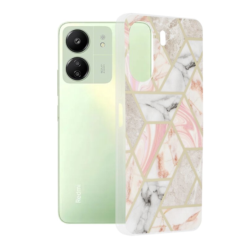 Husa Xiaomi Redmi 13C 4G Techsuit Marble, Pink Hex