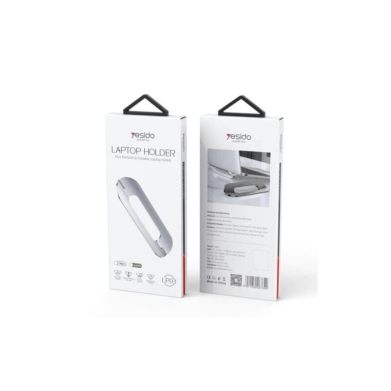 Suport laptop birou, stand notebook Yesido LP03, gri