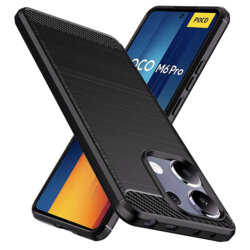 Husa Xiaomi Poco M6 Pro 4G Techsuit Carbon Silicone, negru