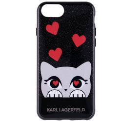 Bumper iPhone 7 Karl Lagerfeld Choupette Valentine - Negru KLHCP7VDCRE