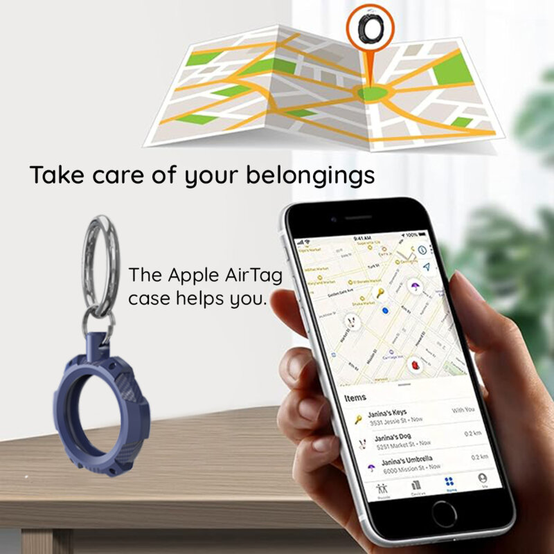 Husa AirTag iPhone Techsuit RSH1, carabina de prindere, alb