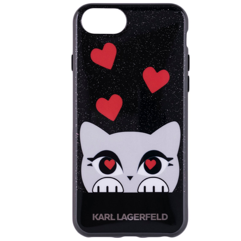 Bumper iPhone 8 Karl Lagerfeld Choupette Valentine - Negru KLHCP8VDCRE