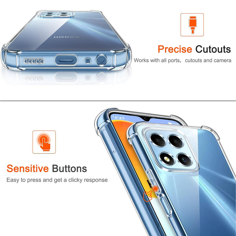 Husa Honor X6 Techsuit Shockproof Clear Silicone, transparenta
