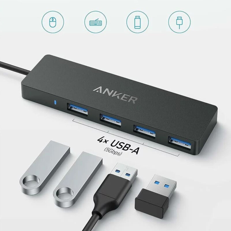 Docking Station, hub 4 x USB, 5Gbps, 20cm Anker, negru