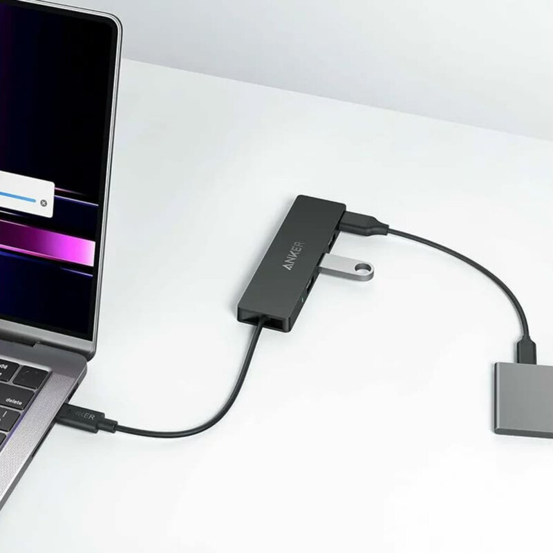 Docking Station, hub 4 x USB, 5Gbps, 20cm Anker, negru