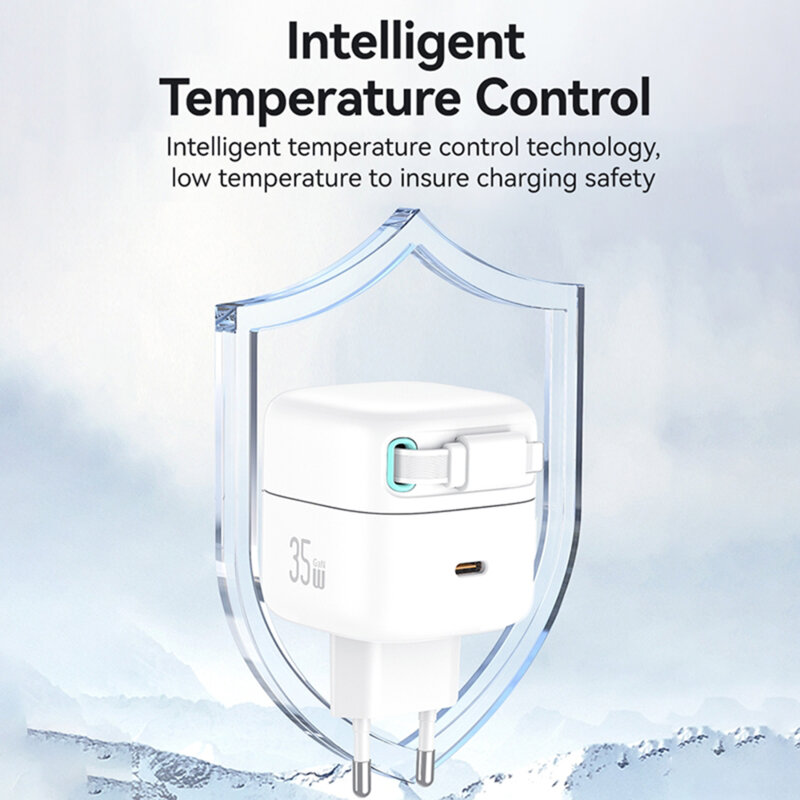 Incarcator tip C PD35W GaN + cablu Lightning Usams, negru, US-CC209