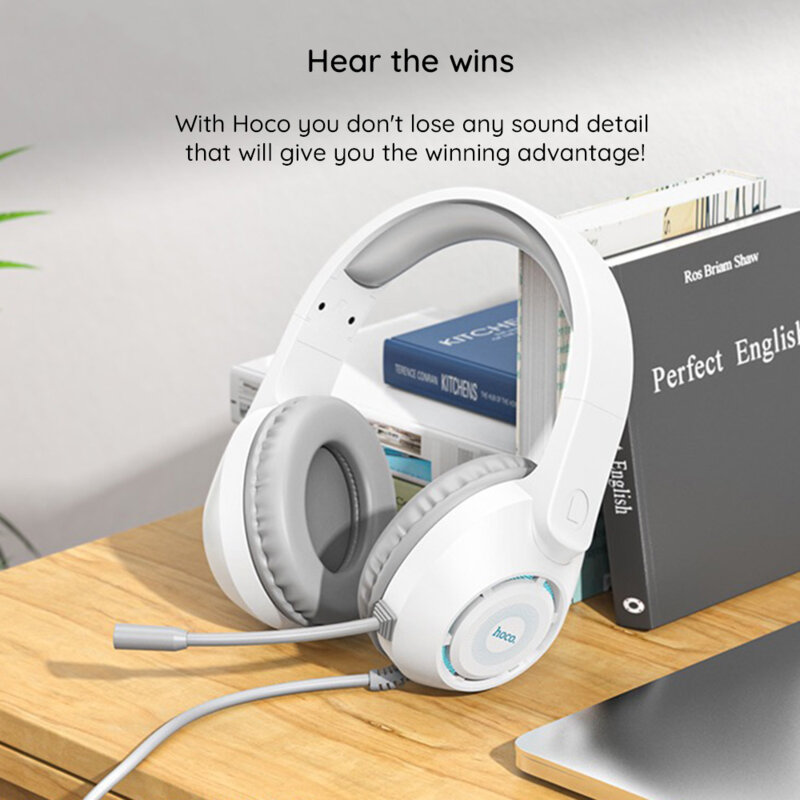 Casti de gaming over-ear cu fir Jack, microfon Hoco W108, negru