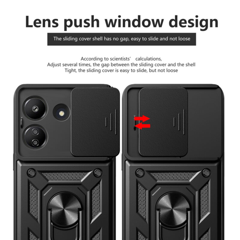 Husa Xiaomi Redmi 13C 5G protectie camera Techsuit CamShield Series, negru
