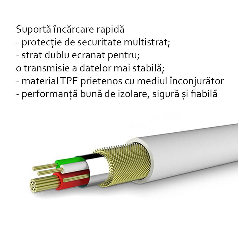 Cablu Huawei CP70 de la USB la Micro-USB, 2A, 1m, alb