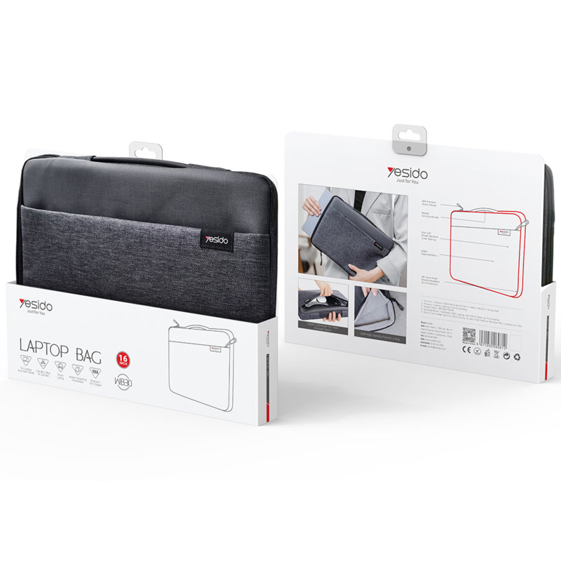 Geanta laptop impermeabila business 14 inch Yesido WB29, gri