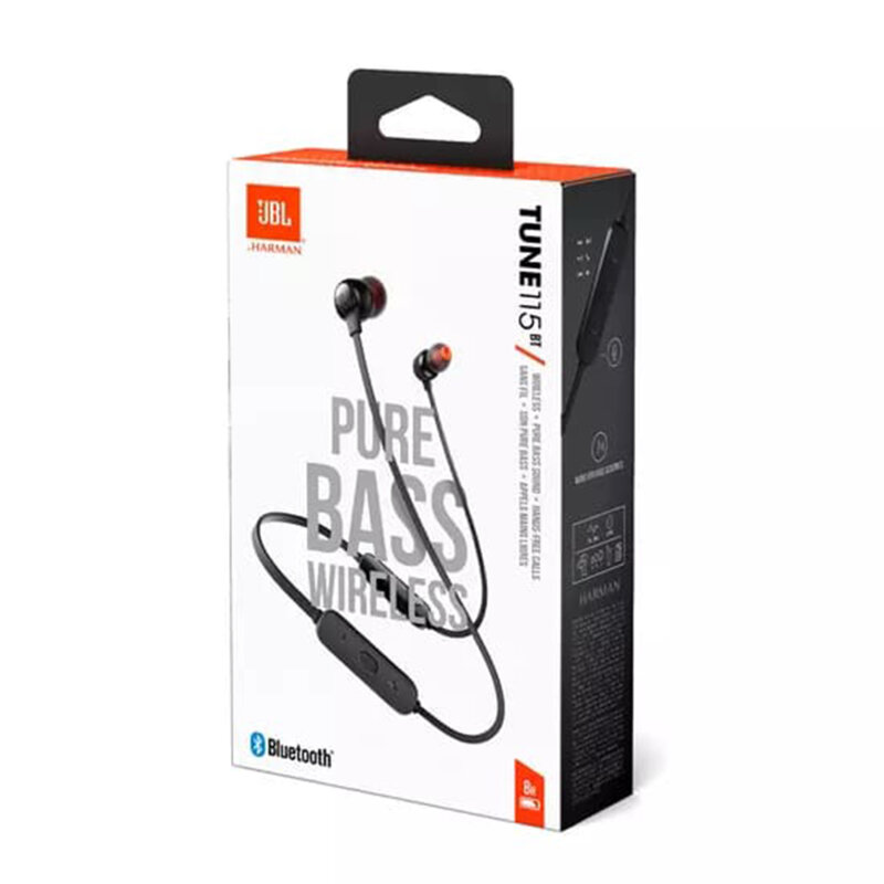 Casti sport in-ear Bluetooth cu microfon si bass JBL Tune 115BT, negru