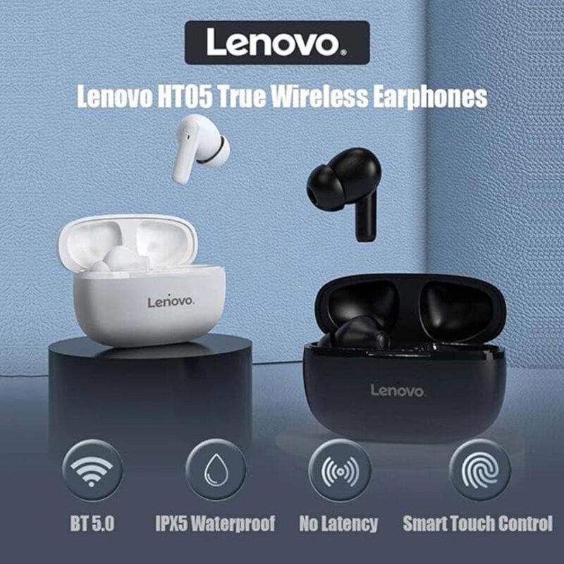 Casti Bluetooth True wireless in-ear Lenovo HT05, alb
