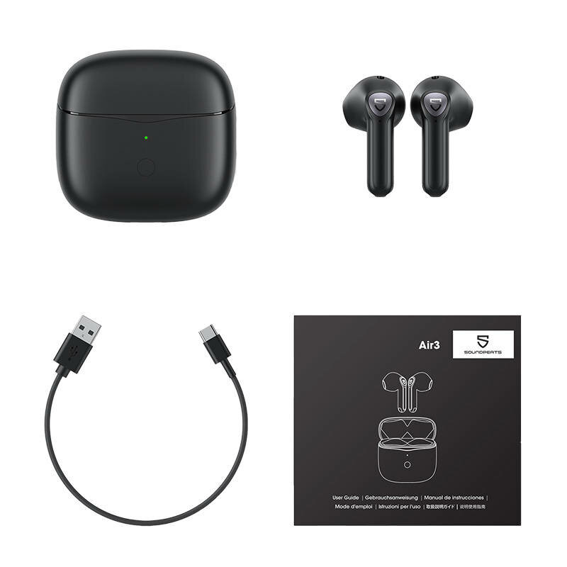 Casti audio in-ear Bluetooth, IPX5 Soundpeats Air 3, negru