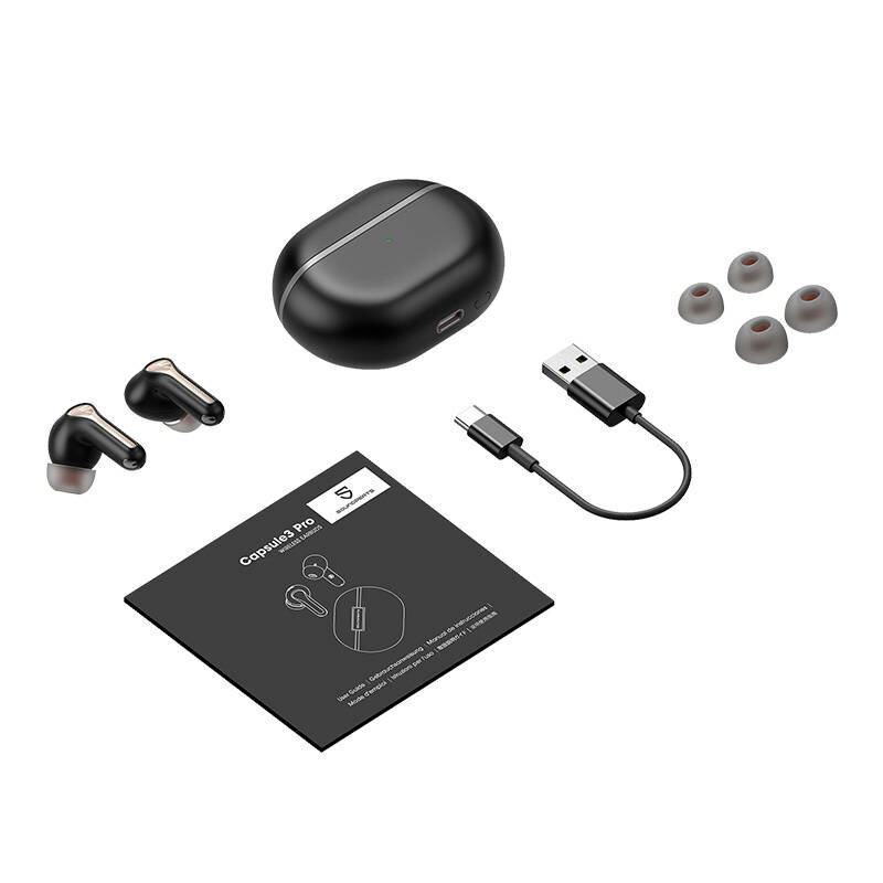 Casti Bluetooth, ANC, LDAC Soundpeats Capsule3 PRO, negru