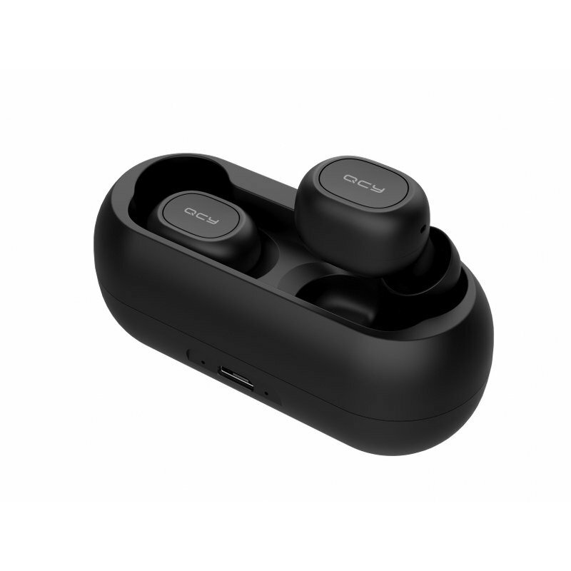 Casti Bluetooth TWS waterproof QCY T1C, negru
