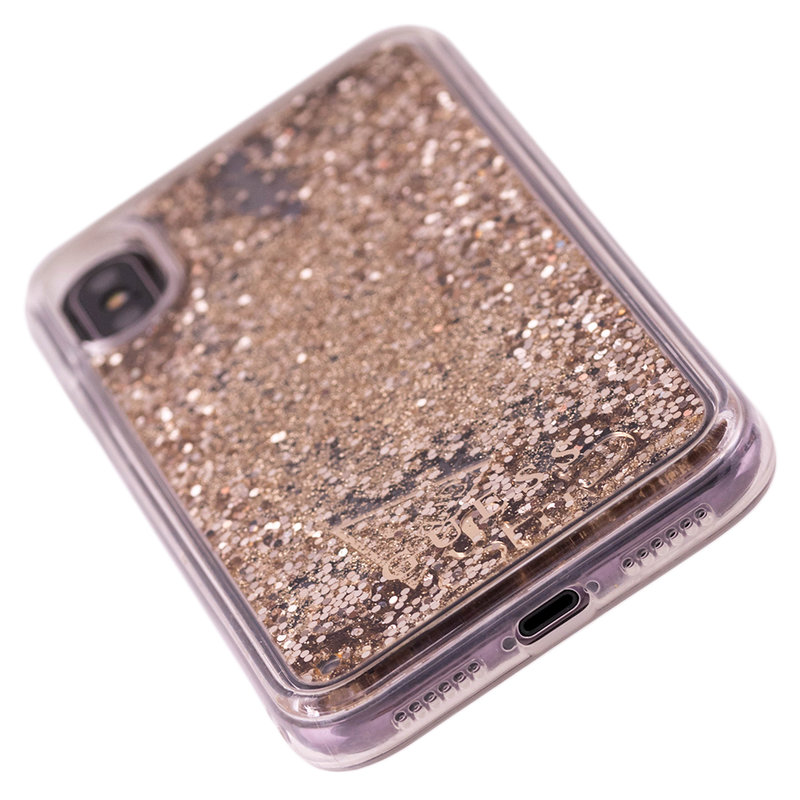 Bumper iPhone X, iPhone 10 Guess Liquid Glitter Gold GUHCPXGLUFLGO