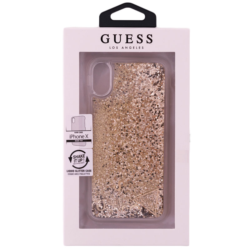 Bumper iPhone X, iPhone 10 Guess Liquid Glitter Gold GUHCPXGLUFLGO
