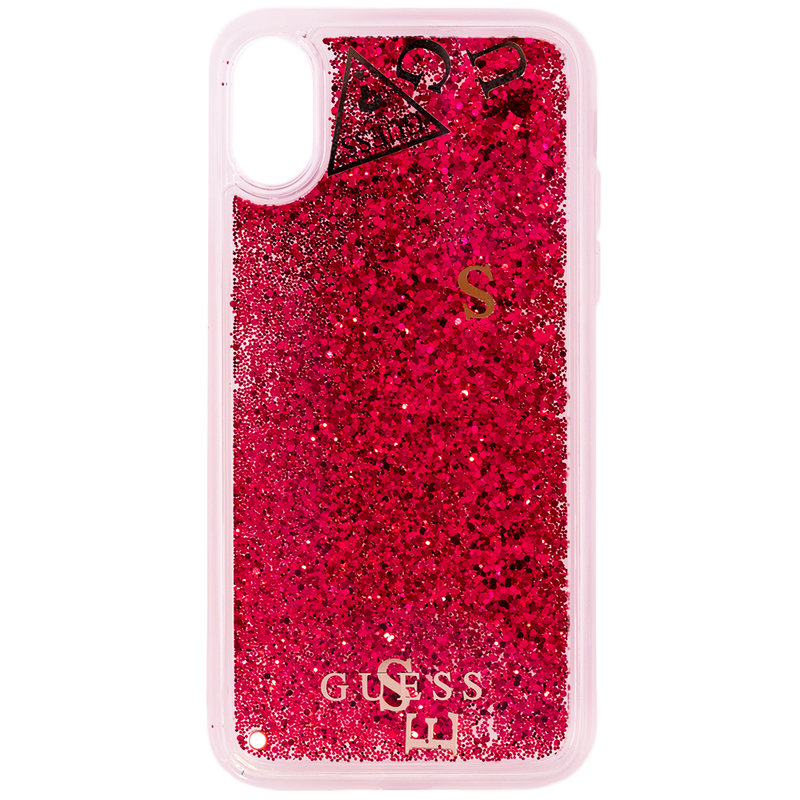 Bumper iPhone X, iPhone 10 Guess Liquid Glitter- Red GUHCPXGLUFLRA