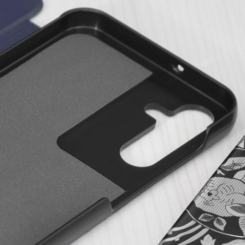 Husa Samsung Galaxy A15 5G Eco Leather View flip tip carte, albastru