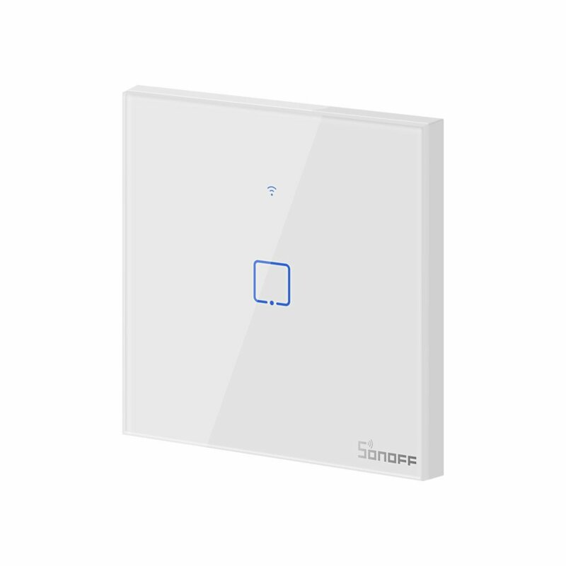 Intrerupator smart touch Wi-Fi simplu Sonoff T1, wireless, alb