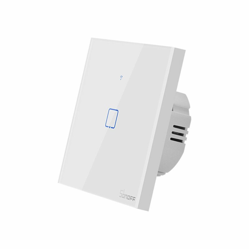 Intrerupator smart touch Wi-Fi simplu Sonoff T1, wireless, alb