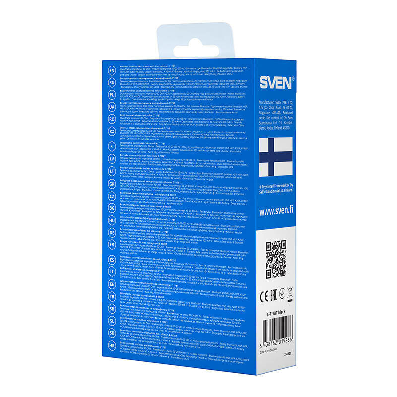 Casti half in-ear Bluetooth, earbuds Sven E-717BT, negru, SV-019266