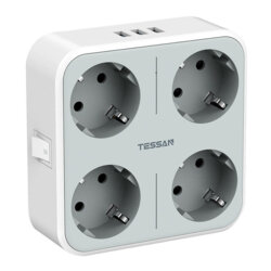 Incarcator 3x USB + adaptor priza la 4x Shuko Tessan, TS-302-DE