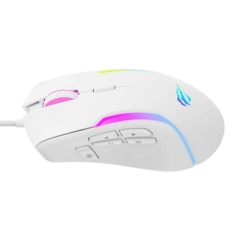 Mouse gaming cu lumini RGB, 800 - 8000DPI Havit, alb MS1033