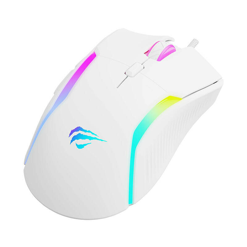 Mouse gaming cu lumini RGB, 800 - 8000DPI Havit, alb MS1033
